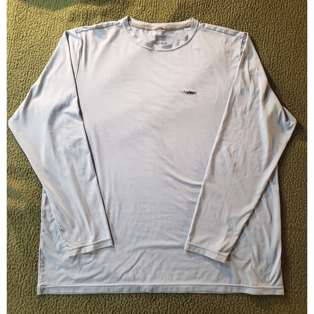 Patagonia Men 2XL Long Sleeve Shirt Logo Work Wear Blue Recycled Polyester